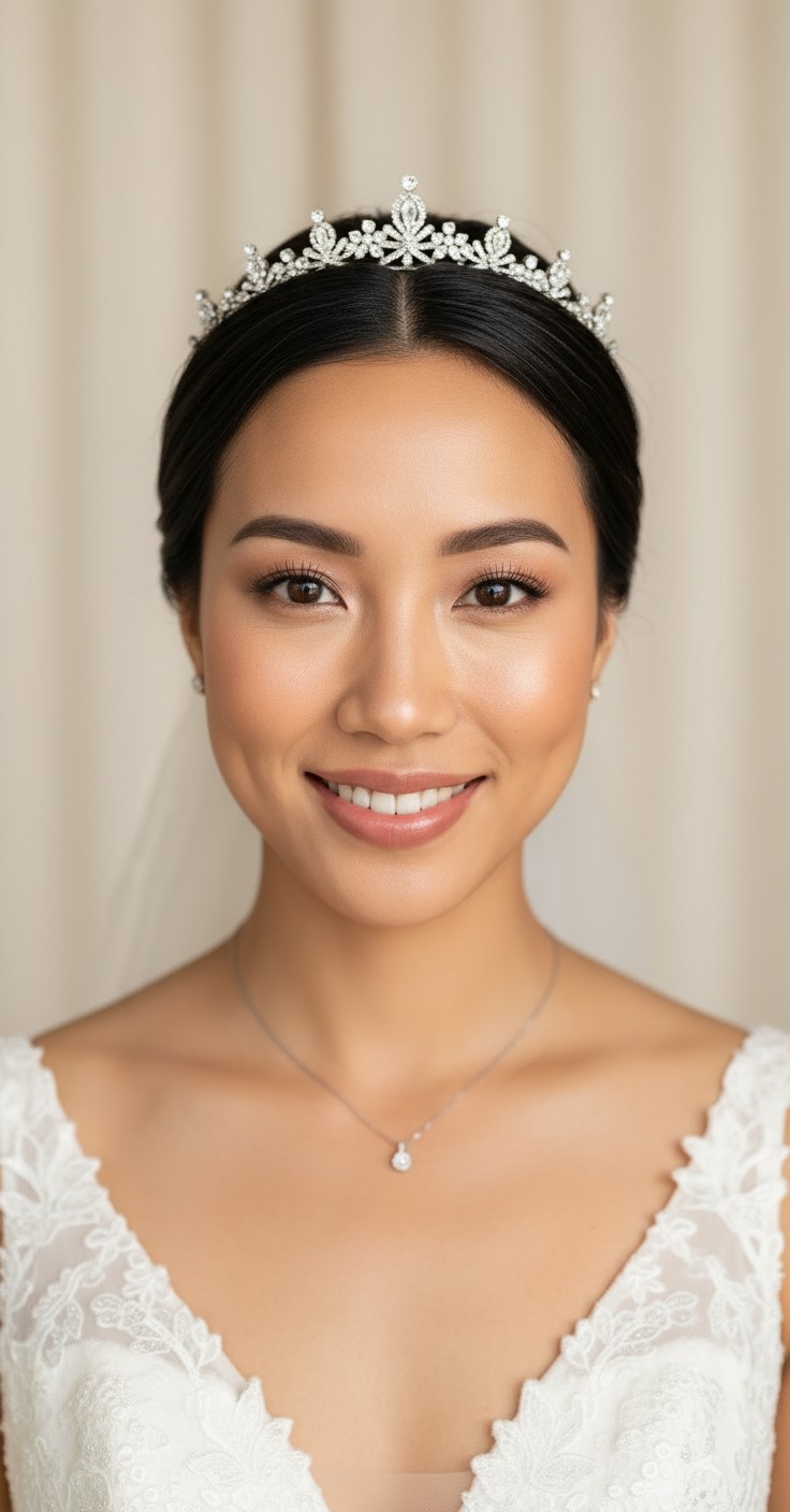 After Wedding Updo With Crown